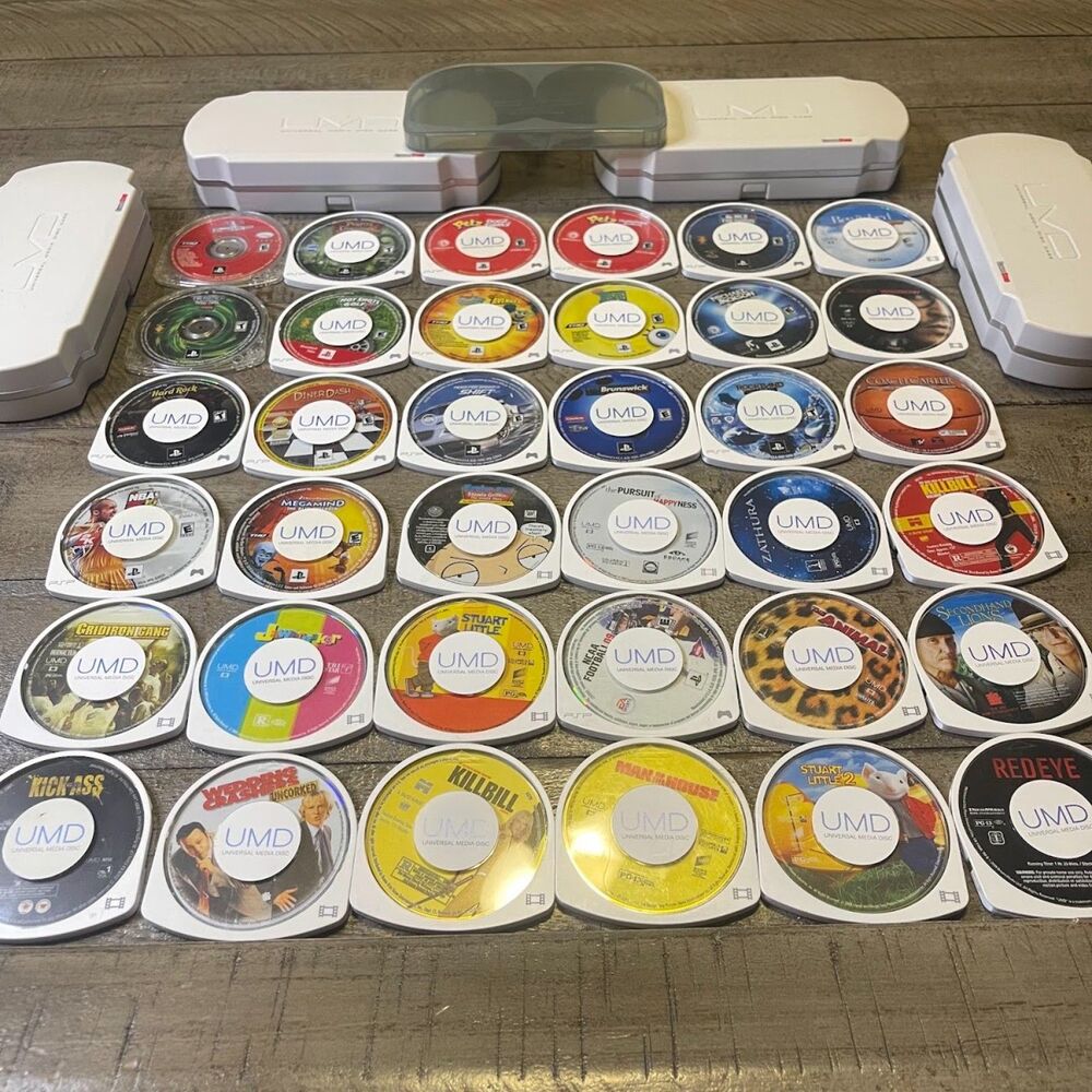 Sony PlayStation Portable (PSP) Lot of 36 Games & Movies with Cases